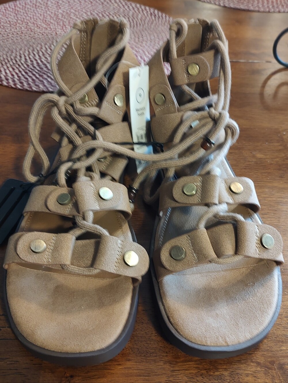 Ladies Memory Foam Tan Gladiator Sandals